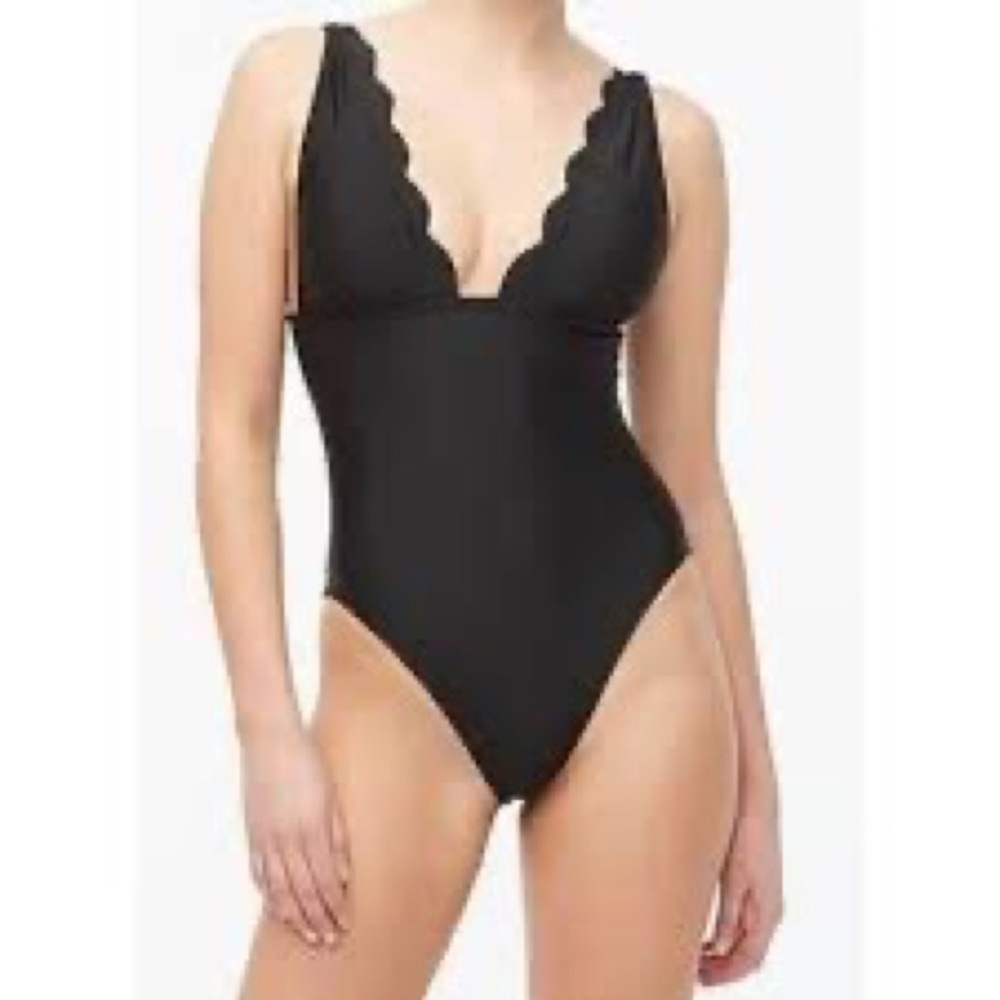 NWT J.Crew Black Scalloped One Piece size XS